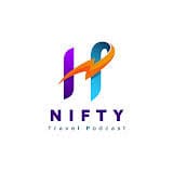 Logo for "NIFTY Travel Podcast," founded by Siham Lahmine of Morocco Travel Organizer, featuring a stylized 'N' with a swoosh design in blue, purple, and orange on a white background.